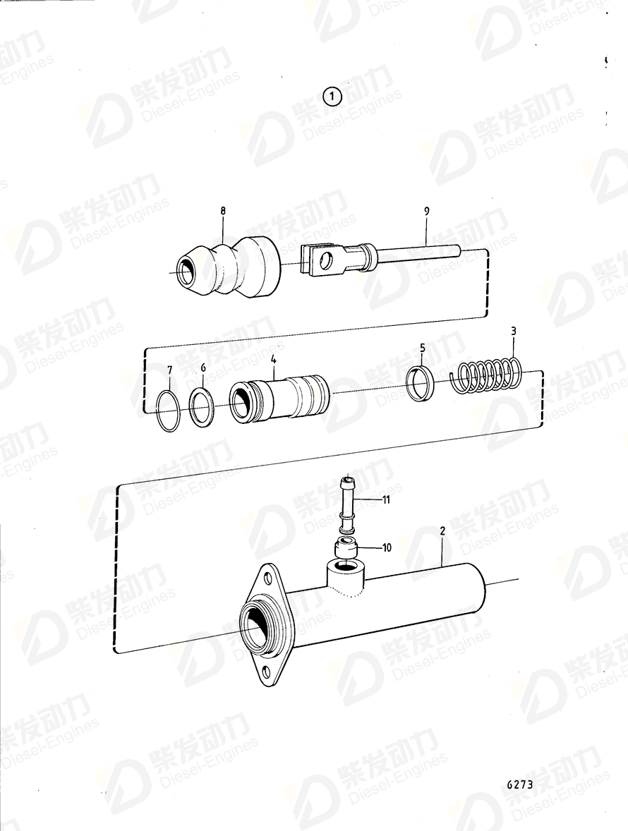 volvo penta Master cylinder 6771722 Drawing volvo penta Master cylinder 6771722 Drawing